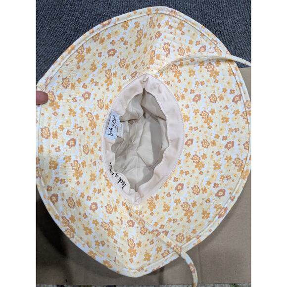 Lack of Color Bucket Hat Size S/ M Peach Bloom Floral Wide Brim Tie Chin Cotton - Picture 4 of 7